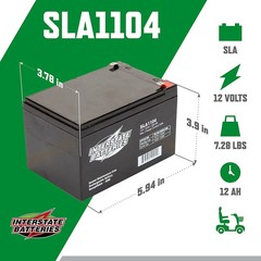 Interstate SLA1104 12V 12Ah AGM Scooter Battery Replacement – Pride, Golden Tech