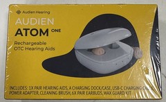 SEALED Audien Atom One OTC Hearing Aids Wireless – Rechargeable – Beige