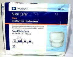 Covidien Sure Care Plus Incontinence Underwear Adults Small Medium 20 Pull Ons