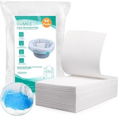 90 Count Absorbent Commode Pads for Bedside Commode Bucket, Commode Liners