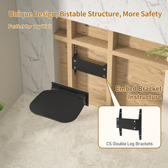 Folding Wall Mounted Shower Seat – 440Lb Capacity, Matte Black Finish