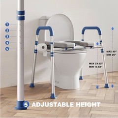 Loyoda Toilet Seat Riser with Foam Padded Seat for Seniors, 400 lb Capacity