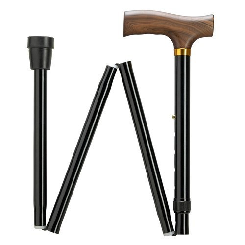 Harvy Short Length 29″-33″ Black Adjustable Aluminum Folding Wood Handle Cane