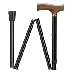 Harvy Short Length 29″-33″ Black Adjustable Aluminum Folding Wood Handle Cane
