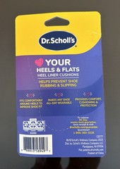 Dr. Scholl’s Heel Liner Cushions 3 Pairs Removable Self-Adhesive 6-10