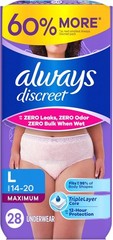 Always Discreet Adult Diapers Women Large 28ct Max Absorbency Incontinence