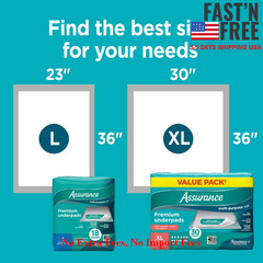 Assurance Unisex Premium Underpad for Adults, XL, Maximum Absorbency, 30 Ct, 2PK