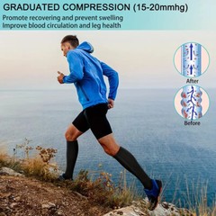 Copper Zipper Compression Socks Support Graduated Stockings Women Mens 15-20mmHg