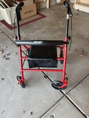 Drive Medical Adjustable Height Rollator with 6 Inches Wheels – Red (RTL10261RD)