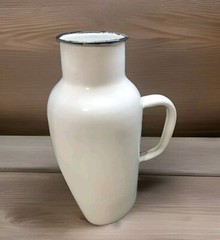 Vintage Porcelain Enamel Ware White & Black Hospital Urinal US Enameled Ware