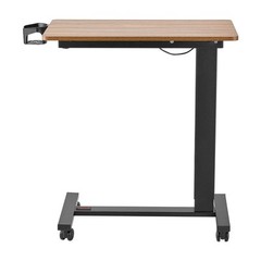 Uimoso Overbed Table Mobile Bed Side Desk with Electric Lifting & 4 Wheels Wood
