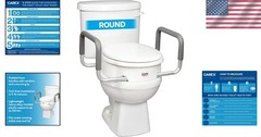 300 lbs Capacity Raised Toilet Seat with Padded Handles for Elderly Support