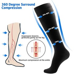 3 Pair Full Compression Socks 10-20 mmhg New Strong Support Stockings Free Ship