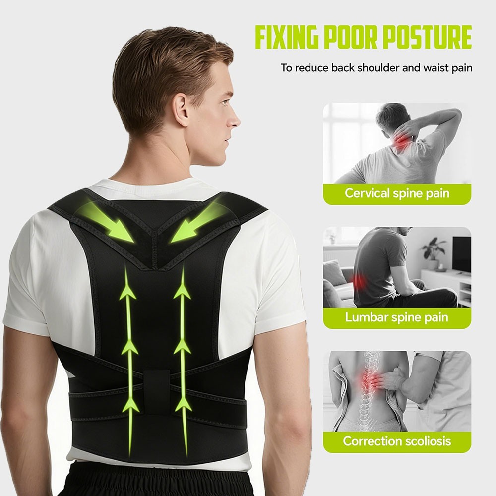Men Women Posture Corrector Pain Relief Support Full Back Shoulder Brace Belt