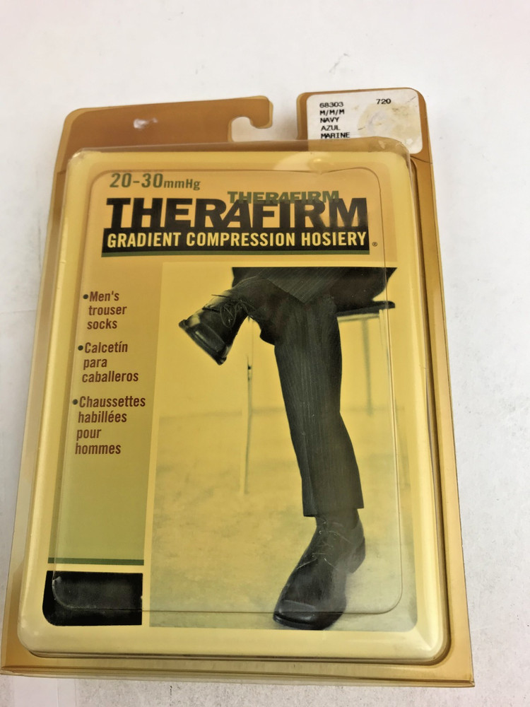 Therafirm Gradient Compression Hosiery 20-30 mmHg Knee-High Stockings Navy Sz M