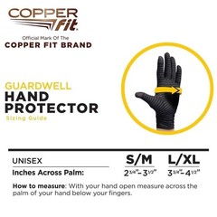 Copper Fit Guardwell Gloves Full Finger Hand Protection, Small/Medium