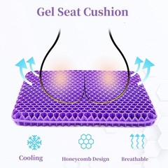 Double Thick Gel Seat Cushion for Office, Wheelchair, Car – Pain Relief & Coolin