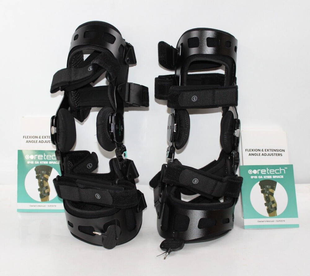 Coretech 845 OA Knee Brace Pair Left &Right Medium w/ Manual New