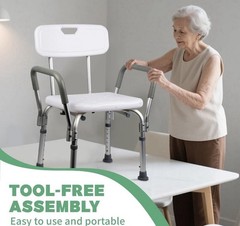 Shower Chair 350lbs with Back Bath Bench Seat Stool Arms Adjustable Height I