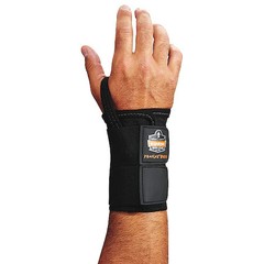 Ergodyne 4010 Wrist Support, Elastic, Double Strap, Left, Black, Size L