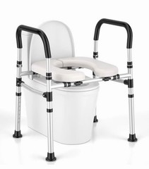 Toilet Seat Riser w/ Handles, Adjustable Height & Width, Supports 400 lbs