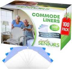 Commode Liners – 100 Strong Portable Commode Toilet Bags – Easy to Use Bedside C