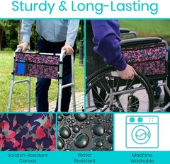 Water-Resistant Walker Bag with Floral Design – Essential Mobility Accessory