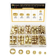228-Piece Brass Compression Ferrule Kit for Hydraulic and Pneumatic Lines