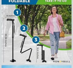 Walking Cane for Men & Women Foldable, Adjustable, Heavy Duty, Free Standing,…