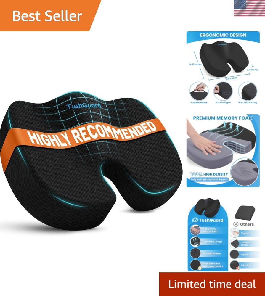 Seat Cushion for Office Chair Memory Foam Non-Slip Cushion Back, Relief Chair…