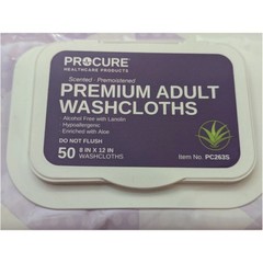 ProCure Premium Adult Washcloths PC263S 8 in x 10 in 50 count exp: 11/2027