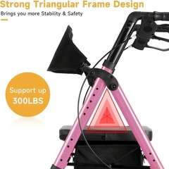 Adjustable Lightweight Rollator with Seat for Seniors – 3-Mode Braking System