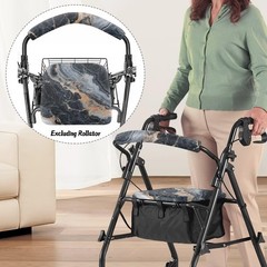 Black Marble Walker Seat Cover and Backrest Cushion Removable Stretchable Dri…