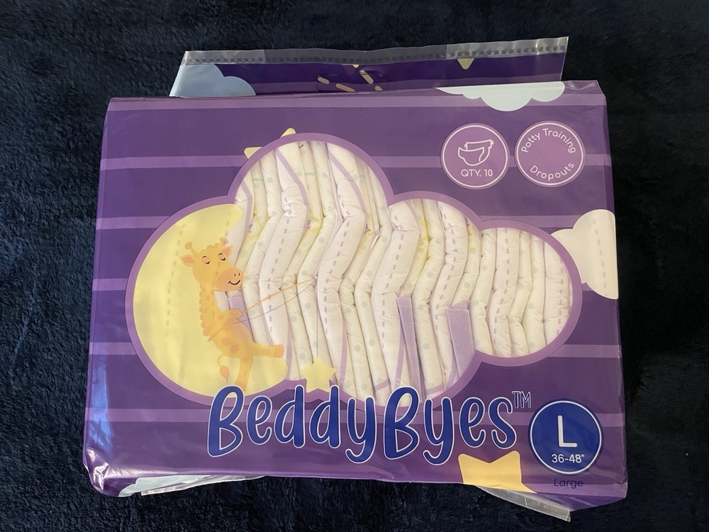 BeddyByes Potty Training Dropouts Diapers ABDL – Size Large – 10 Pack