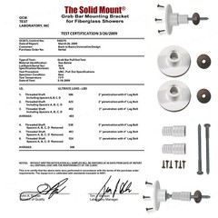 Grab Bar Mounting Kit for Fiberglass Showers ~ The Solid Mount®