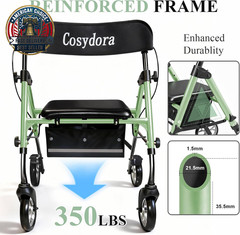 Rollator Walkers for Seniors with Seat, 15 Lbs Ultra Lightweight Foldable Rollin
