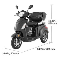 Uimoso Heavy-Duty 3-Wheel Mobility Scooter 21.5-Mile Range, 3-Speed, 500lbs Load