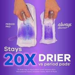 Always Discreet Incontinence Pads for Women Moderate Absorbency Long Length 54
