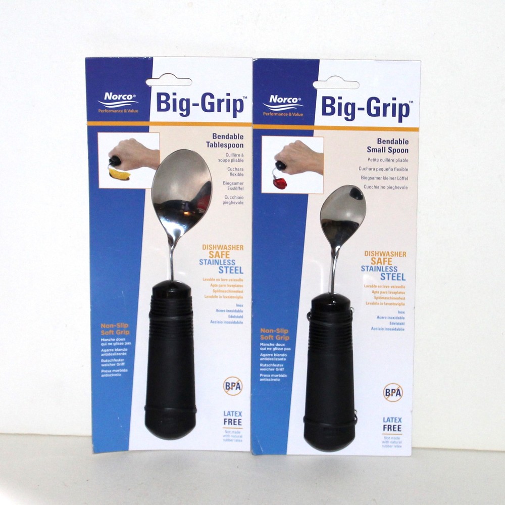 Big Grip Bendable Spoon lot 2 Norco Tablespoon + Small Parkinson’s Arthritis