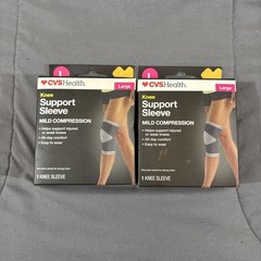 2 PACK ~ CVS Health Knee Support Sleeves Mild Compression Size Large NEW!!!