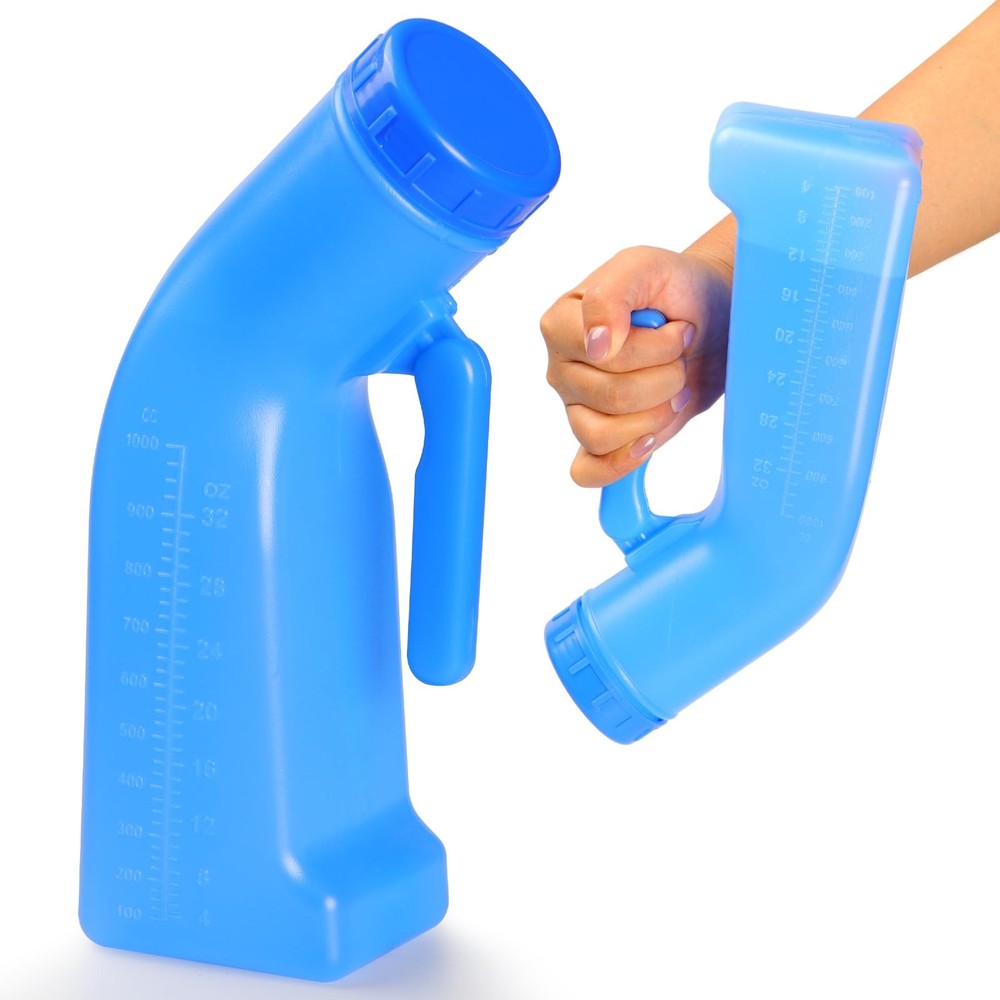 Urinal Bottle Male Urinals Portable Urine Bottle with Screw Lid 1200 ml Plastic