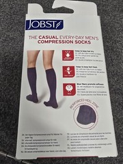 JOBST FORMEN CASUAL MEDICAL COMPRESSION SOCKS, KNEE HIGH, BLACK, 15-20 mmhg NEW