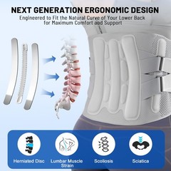 Adjustable Back Brace-Size M(Belly 29.5-37.4 in),360° Support with 4 Steel St…