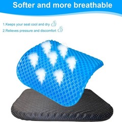 Gel Seat Cushion for Long Sitting, Ergonomic Cooling Pad, Non-Slip Cover-XXLarge