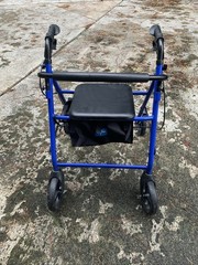 Medline Guardian MDS86850EBS Blue Walker w/ Polyurethane Padded Seat, Hand Brake