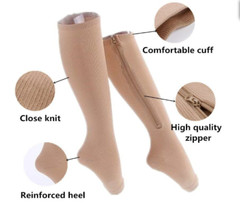 S/M-L/XL Zip Up Compression Socks Open Toe Leg Foot Support 20-30mmHg Men&Women