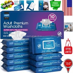 Disposable 8×12 Adult Wipes with Vitamin E – 500 Pack, Ideal for Incontinence