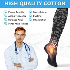 IRAMY Compression Socks for Women Ankle Support Medium, Black+grey-2 Packs
