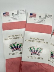 3 Pairs -Celeste Stein Therapeutic Compressions Women’s Socks -Peach