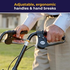 Rollator Walker with Seat, Durable Steel Frame, Adjustable Height